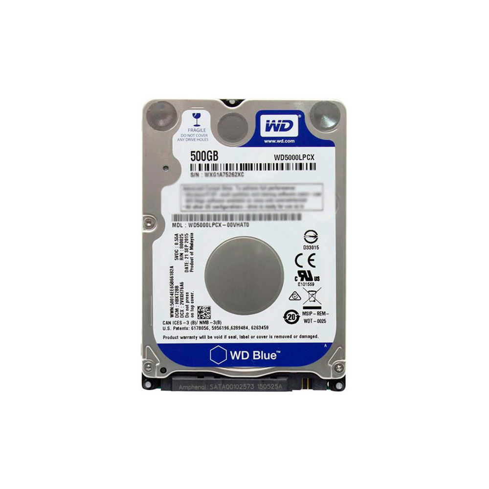 Disco-Duro-Interno-WESTERN-DIGITAL-Blue-WD5000LPCX-500GB,-SATA-6.0 Disco Duro Interno WESTERN DIGITAL Blue WD5000LPCX 500GB, SATA 6.0 para Laptop - Imagen 1