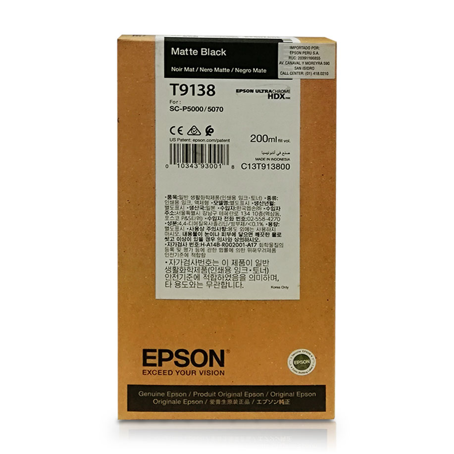tinta-epson-T9138-matte-Black-01 Tinta Epson T9138 Negro Mate 200ml - Imagen 1